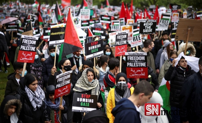 İngiltere ve Fransa'da Filistin'e destek gösterileri